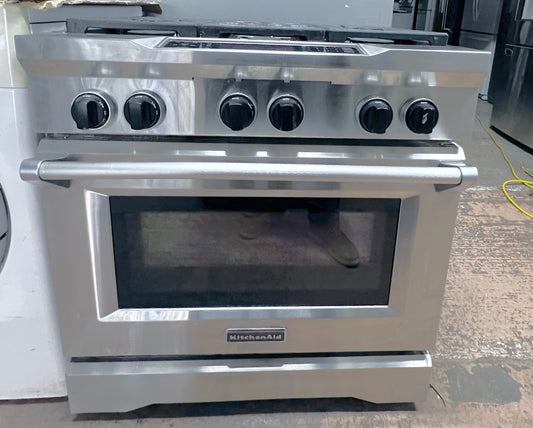 Kitchenaid  Dual Fuel Gas Range 6 Burner Convection Oven Stainless Steel 36 Inch 373786