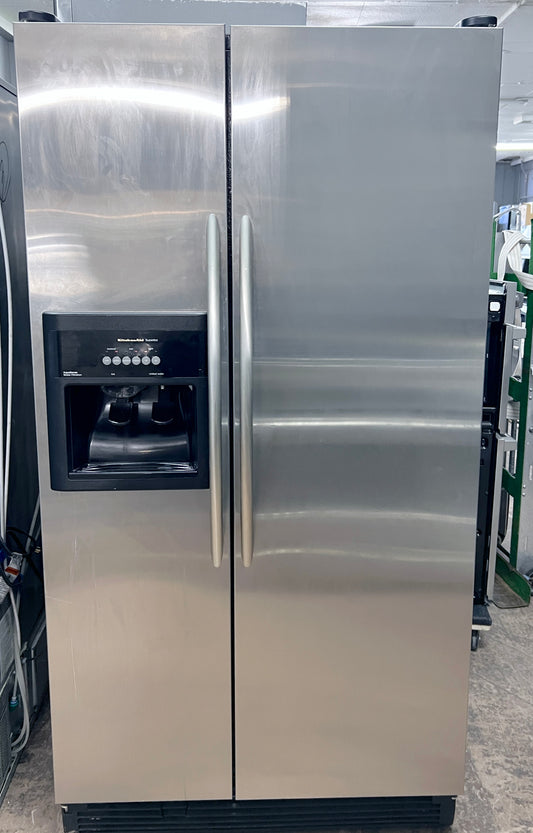 Kitchenaid Side By Side Stainless Steel Refrigerator KSRG25FKSS , Full Size , 25 Cu Ft , Water Ice Dispenser 373789