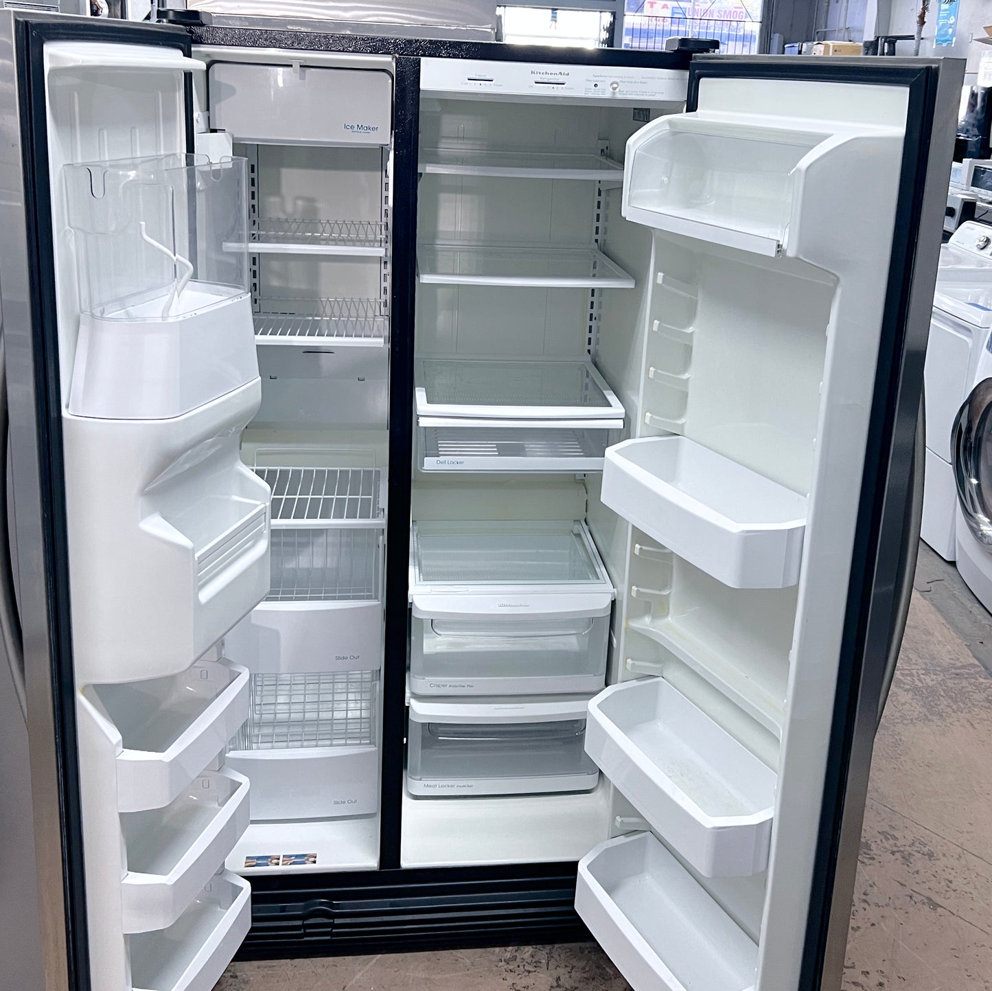 Kitchenaid Side By Side Stainless Steel Refrigerator KSRG25FKSS , Full Size , 25 Cu Ft , Water Ice Dispenser 373789