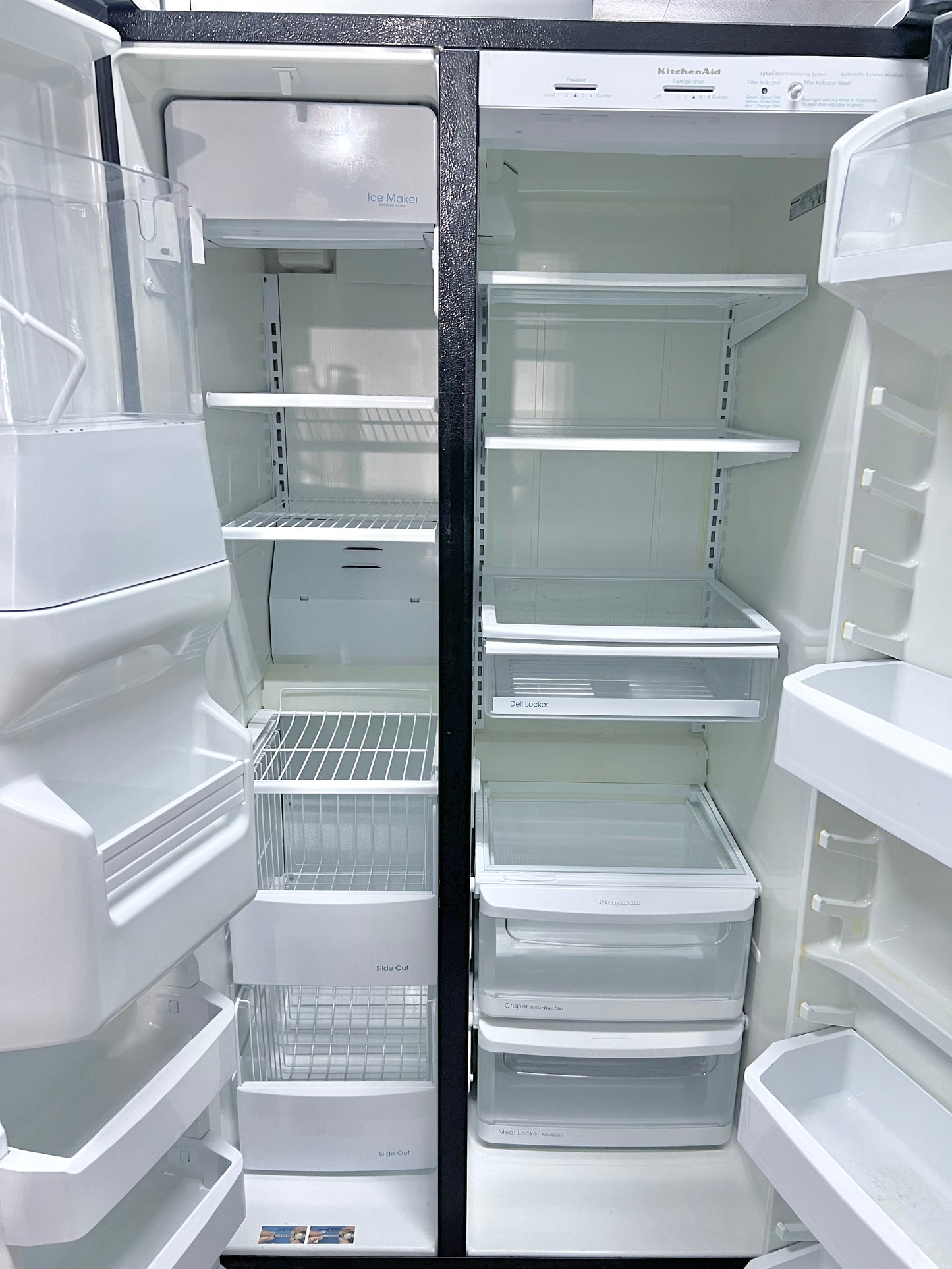 Kitchenaid Side By Side Stainless Steel Refrigerator KSRG25FKSS , Full Size , 25 Cu Ft , Water Ice Dispenser 373789