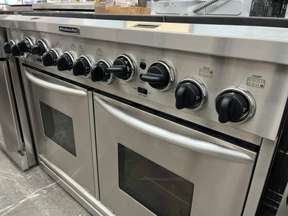 Kitchenaid 48 Inch KDRP487MSS Professional Gas Dual Fuel 8 Burner Range Stainless Steel KDRP487MS,6-15,000,2-6,000 BTU Burners,True Convection Ovens, 888025