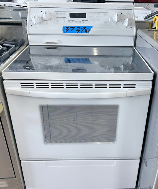Kitchenaid Electric Glasstop Range KERC507EWH Convection Oven , White , 30 Inch 373740