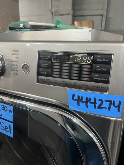 29 Inch LG Front Load Washer & Electric Dryer Set In Graphite Steel DLEX8100V, WM8100HVA, 444274