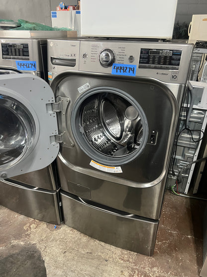 29 Inch LG Front Load Washer & Electric Dryer Set In Graphite Steel DLEX8100V, WM8100HVA, 444274