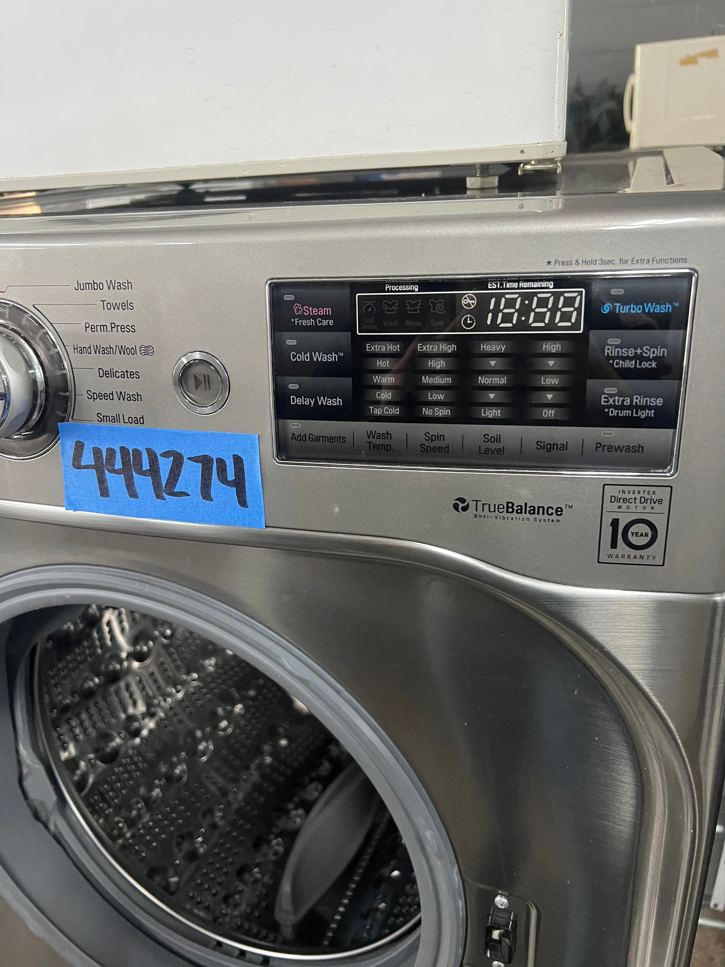 29 Inch LG Front Load Washer & Electric Dryer Set In Graphite Steel DLEX8100V, WM8100HVA, 444274