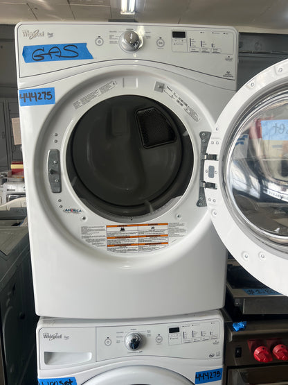 27 Inch Whirlpool Front Load Washer & Gas Dryer Stackable Set In White, WGD70HEBW1/WFW70HEBW1, 444275