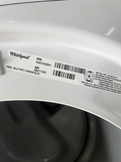 27 Inch Whirlpool Front Load Washer & Gas Dryer Stackable Set In White, WGD70HEBW1/WFW70HEBW1, 444275