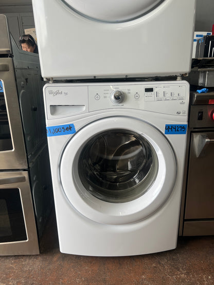 27 Inch Whirlpool Front Load Washer & Gas Dryer Stackable Set In White, WGD70HEBW1/WFW70HEBW1, 444275