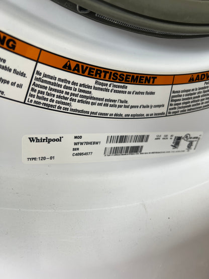 27 Inch Whirlpool Front Load Washer & Gas Dryer Stackable Set In White, WGD70HEBW1/WFW70HEBW1, 444275