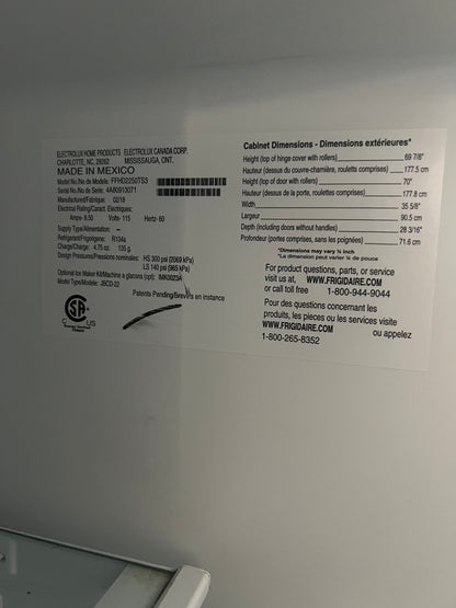 36 Inch Frigidaire French Door Counter Depth Refrigerator In Stainless Steel, FFHD2250TS3, 444277