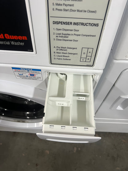 Speed Queen Commercial Washer & Gas Dryer Set In White, Coin Box, SDGBCAGS111TW01, 444278