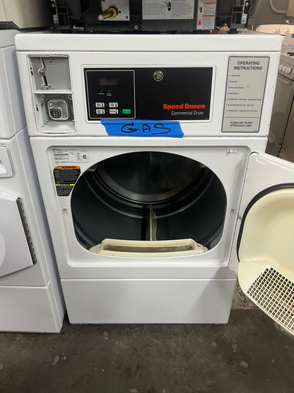 Speed Queen Commercial Washer & Gas Dryer Set In White, Coin Box, SDGBCAGS111TW01, 444278