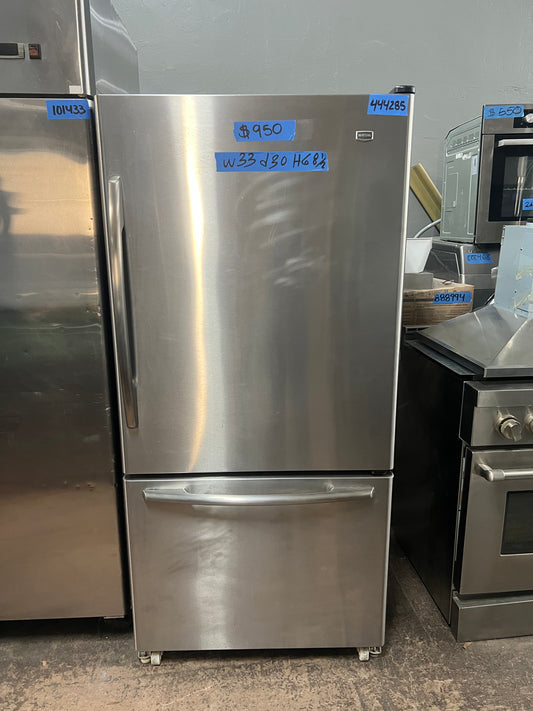 33" Maytag Bottom freezer Refrigerator In Stainless Steel, MBR2258XES4, 444285