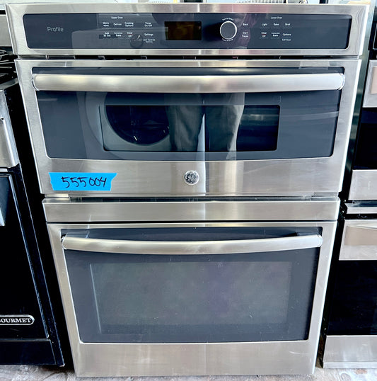GE Profile  PT7800SH4SS  Microwave  Combination Wall Oven True European Convection, Meat Probe, Proof Mode, Warm Mode, 5.0 cu. ft. Capacity, 1.7 cu. ft. Microwave, Glass Touch Controls,  Self-Clean Steam Stainless Steel , 30 Inch 555004