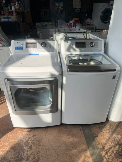 LG Side By Side Top Load Washer & Electric Dryer In White, DLEX5170W, 444290