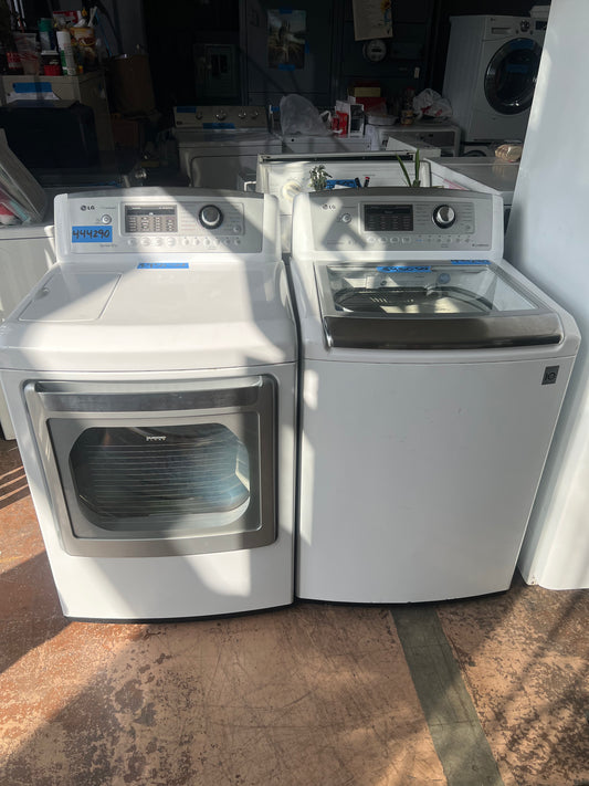 LG Side By Side Top Load Washer & Electric Dryer In White, DLEX5170W, 444290