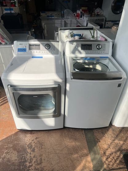 LG Side By Side Top Load Washer & Electric Dryer In White, DLEX5170W, 444290