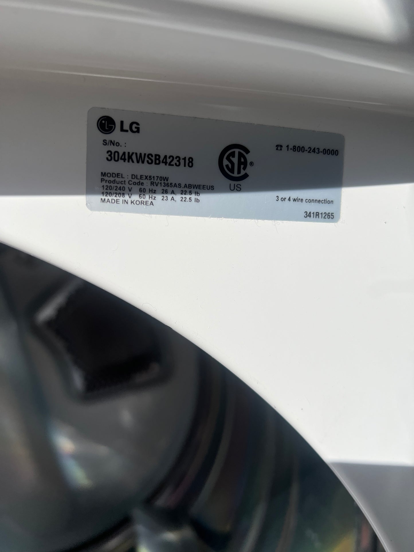 LG Side By Side Top Load Washer & Electric Dryer In White, DLEX5170W, 444290