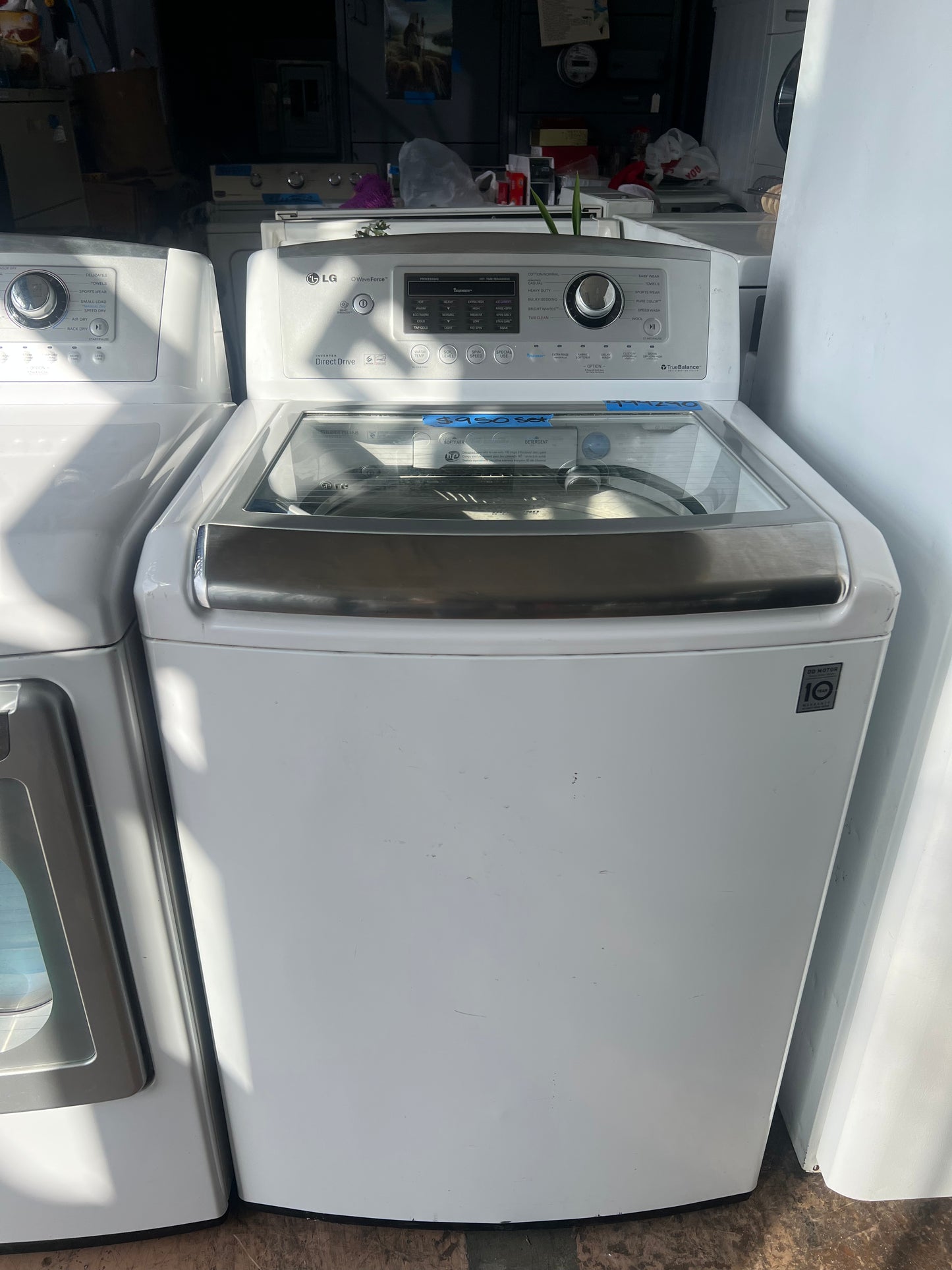 LG Side By Side Top Load Washer & Electric Dryer In White, DLEX5170W, 444290