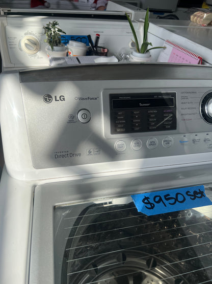 LG Side By Side Top Load Washer & Electric Dryer In White, DLEX5170W, 444290