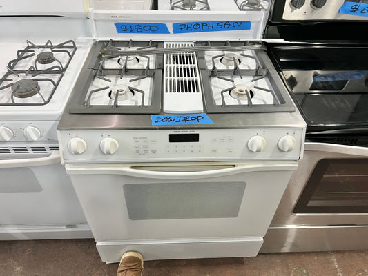 30 Inch Jenn-AIr Downdraft Dual Fuel Gas Range LP Propane Ready 4 Burner , White , 220V , 444271