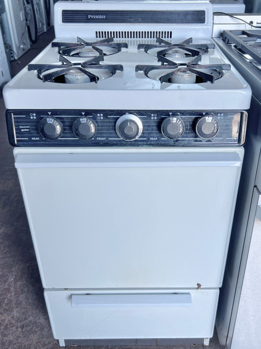 Premier Gas Range , Electronic 120V Ignition , 4 Burner , Oven , White , 20 Inch 373805