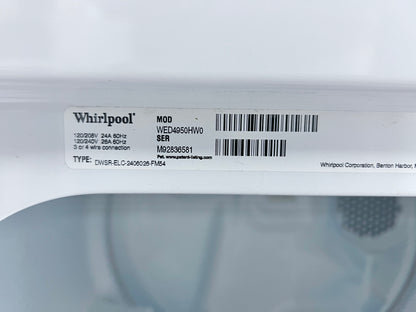 Whirlpool Electric Front Load Dryer , WED4950HW , White , 29 Inch 444228