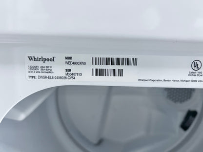 Whirlpool Front Load Electric Dryer Machine , White , WED4900XW , 444348