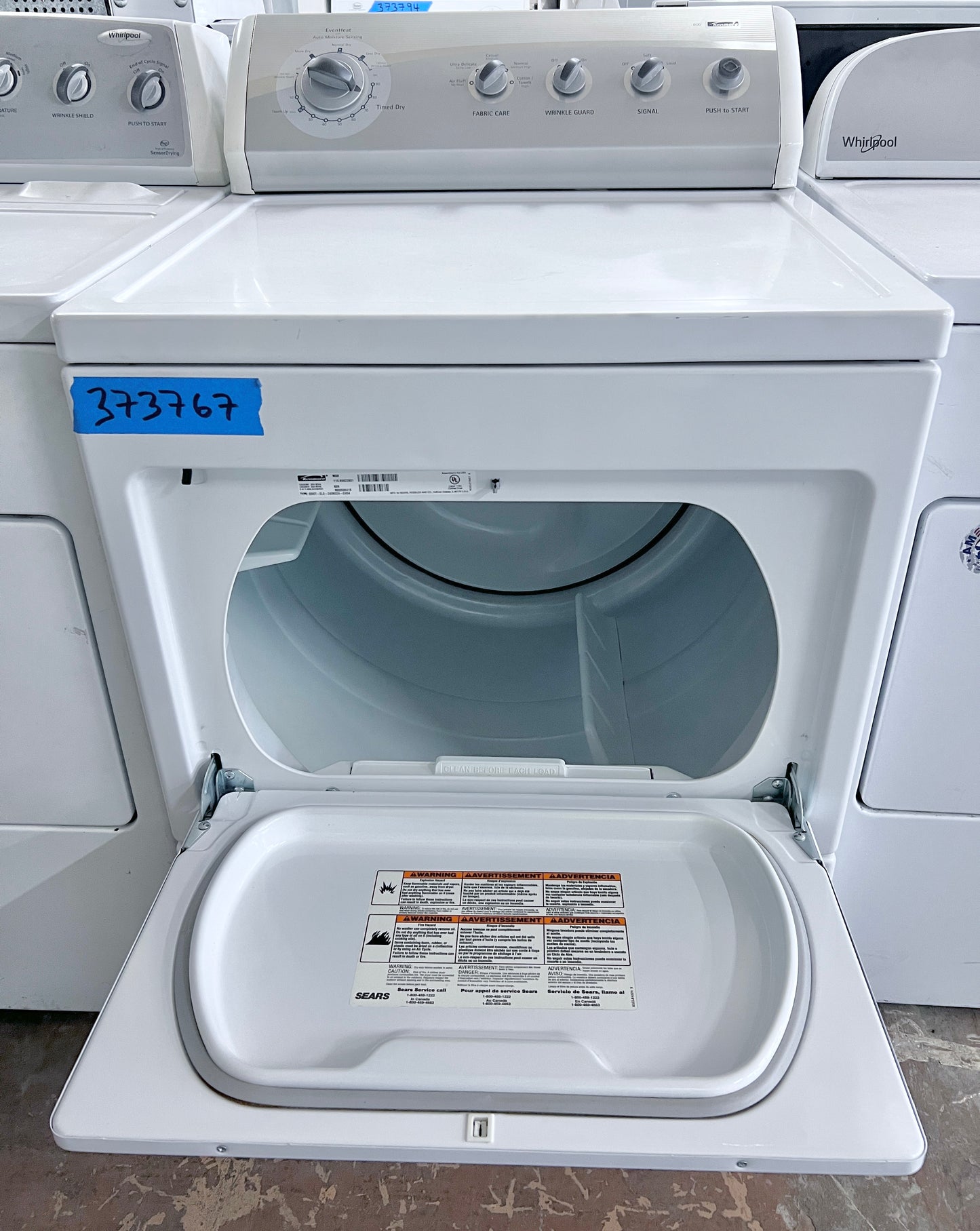 Kenmore 800 Series Electric Front Load Dryer Machine , White , 110.69822801 , 373767