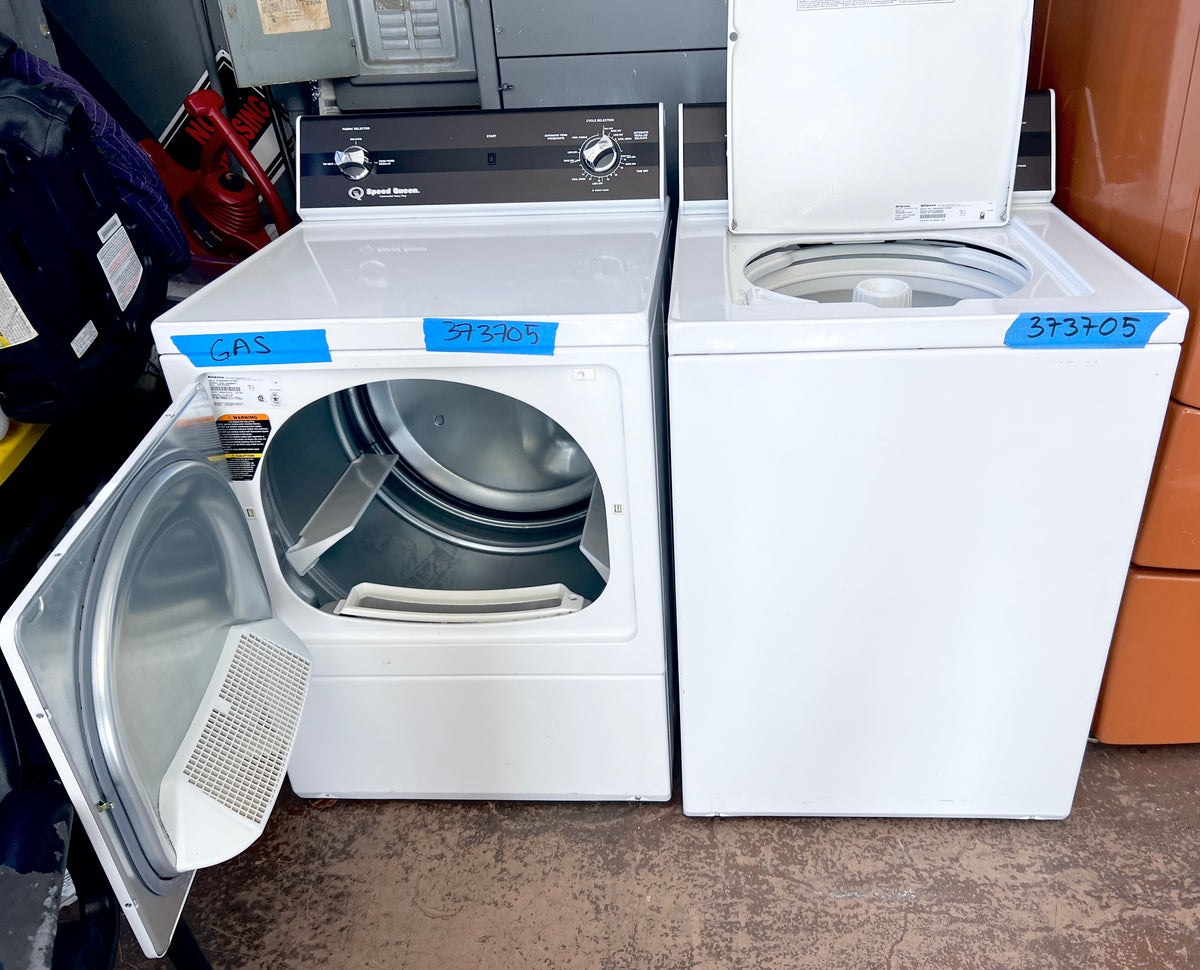 Speed Queen Commercial 26 Inch 120V Washer and 27 Inch Gas 120V Dryer Set , Residential Usage , White Color , 373705