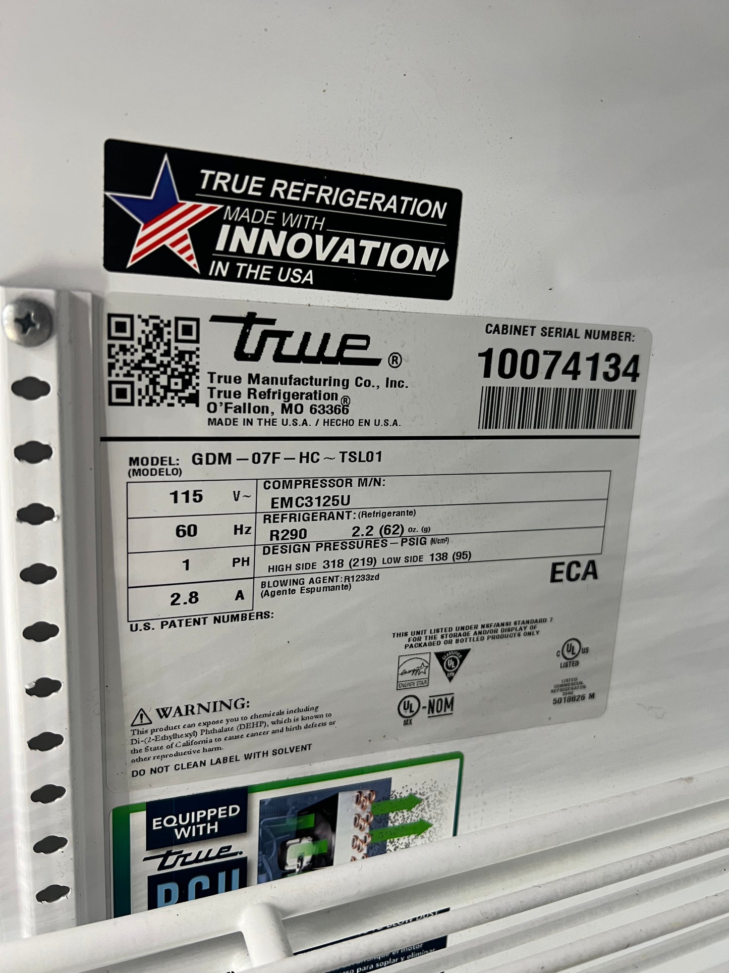 24 Inch True Countertop Freezer, Glass Door, GDM-07F-HC~TSL01, 444310