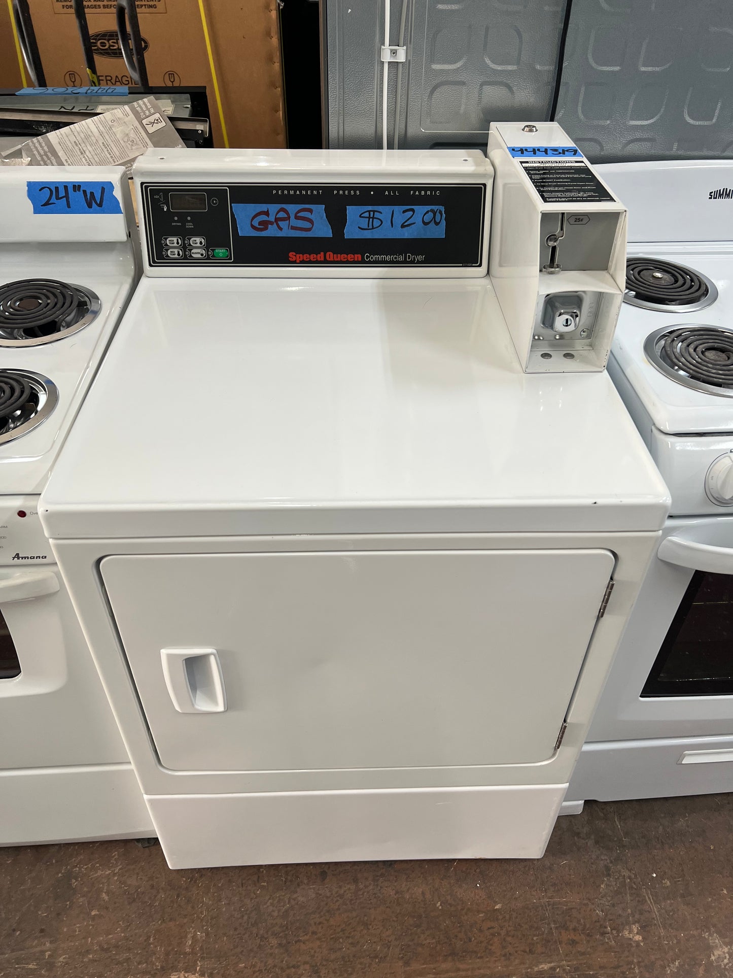 Speed Queen Commercial Gas Dryer With Coin Box In White, 444319