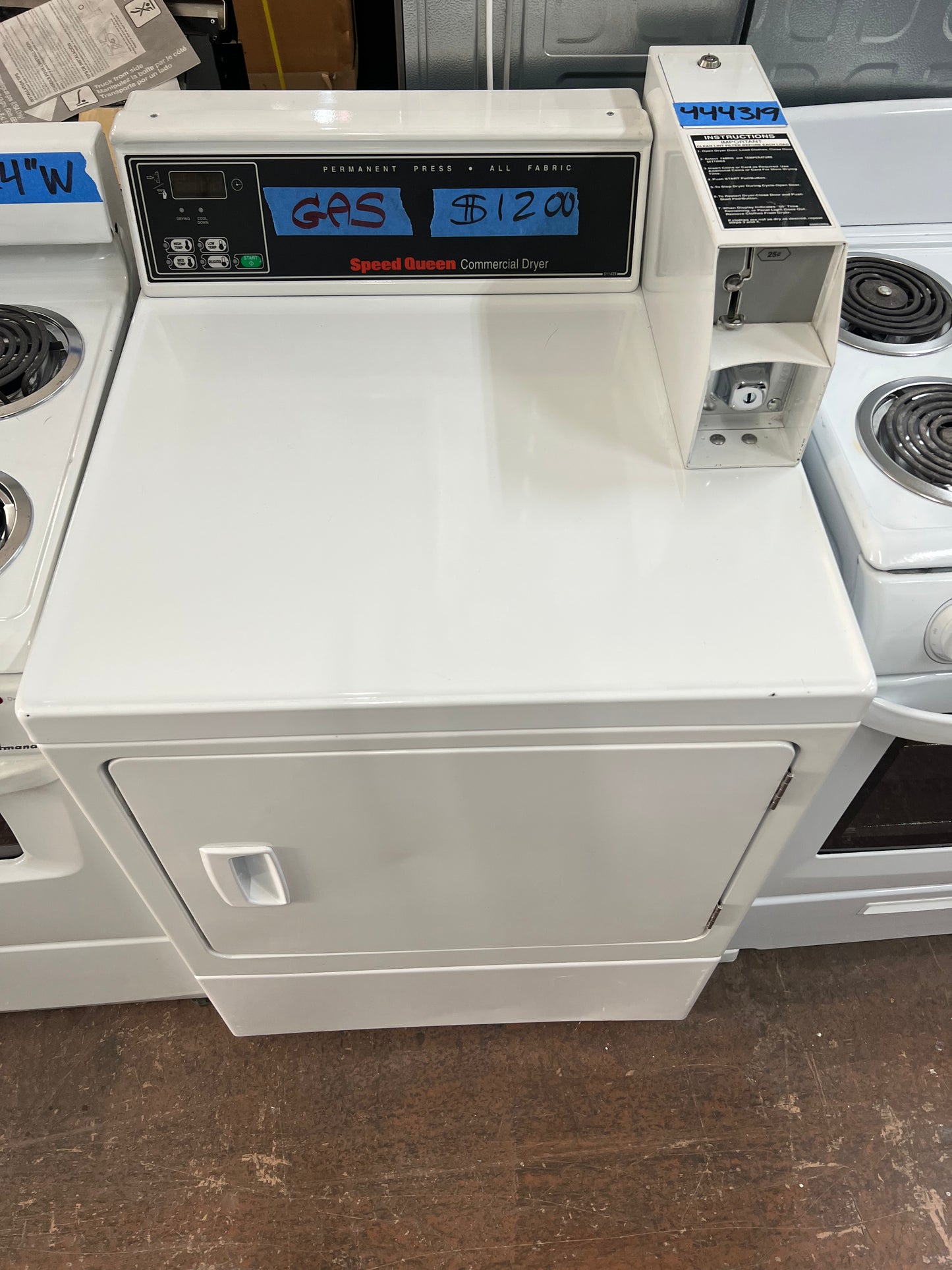 Speed Queen Commercial Gas Dryer With Coin Box In White, 444319