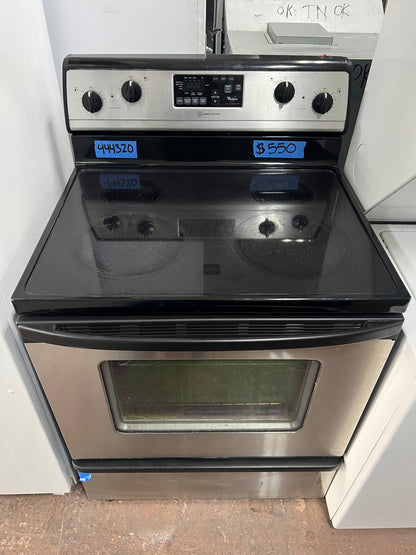 30 Whirlpool Electric Glass Top Range In Stainless Steel, RF368LXPS 1, 444320
