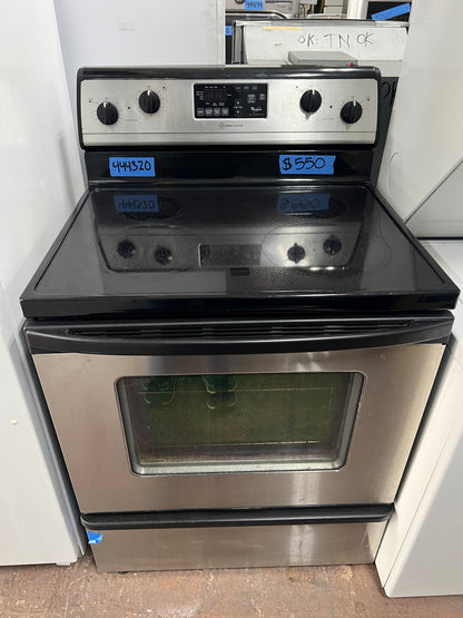30 Whirlpool Electric Glass Top Range In Stainless Steel, RF368LXPS 1, 444320
