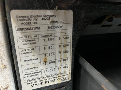 GE 30 Gas Range In White, Black Oven, JGBP28BEJ1WH, 444321