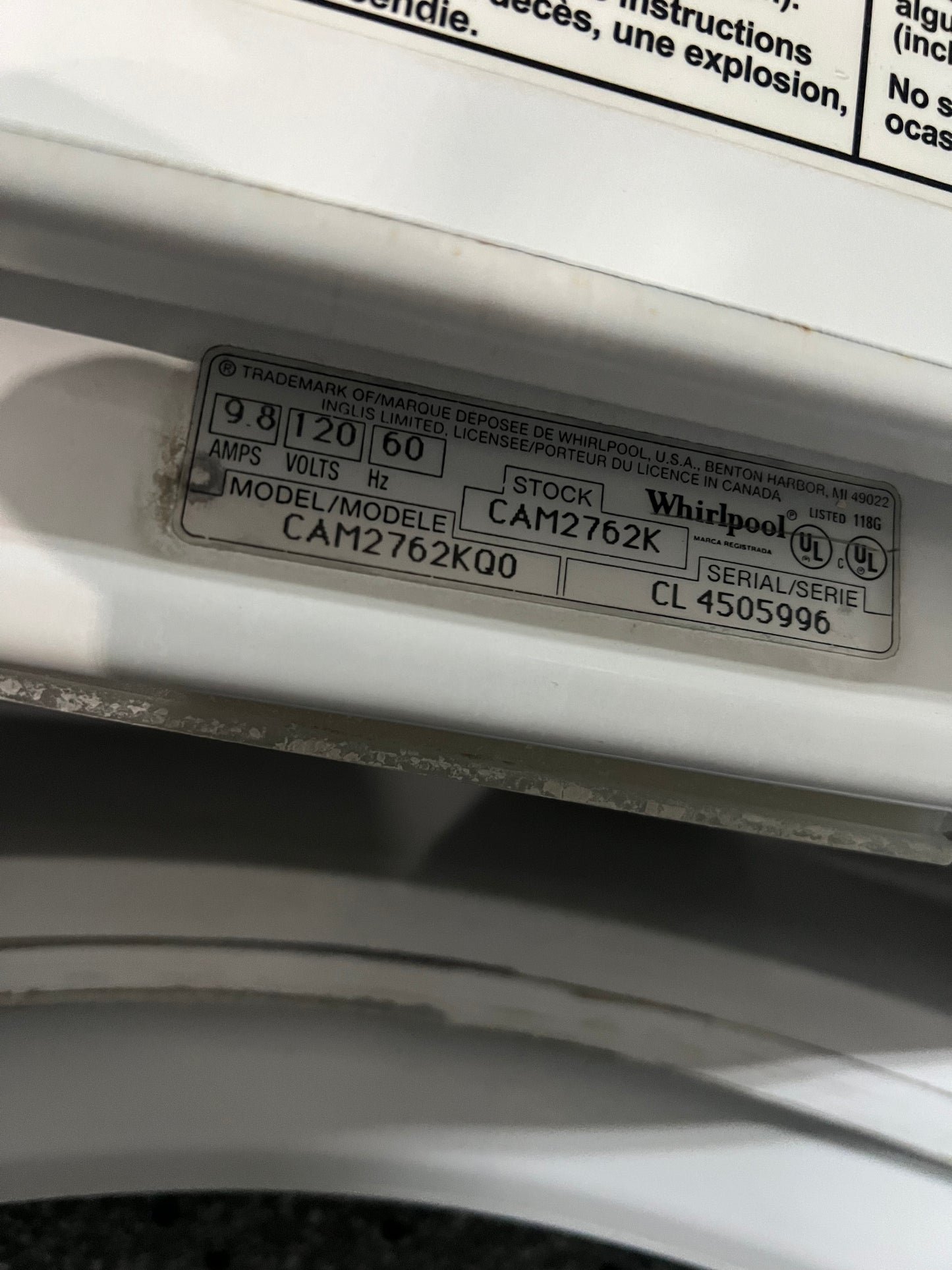 Whirlpool Commercial Top Load Washer In White With Coin Box In White, CAM2762KQ0, 444322