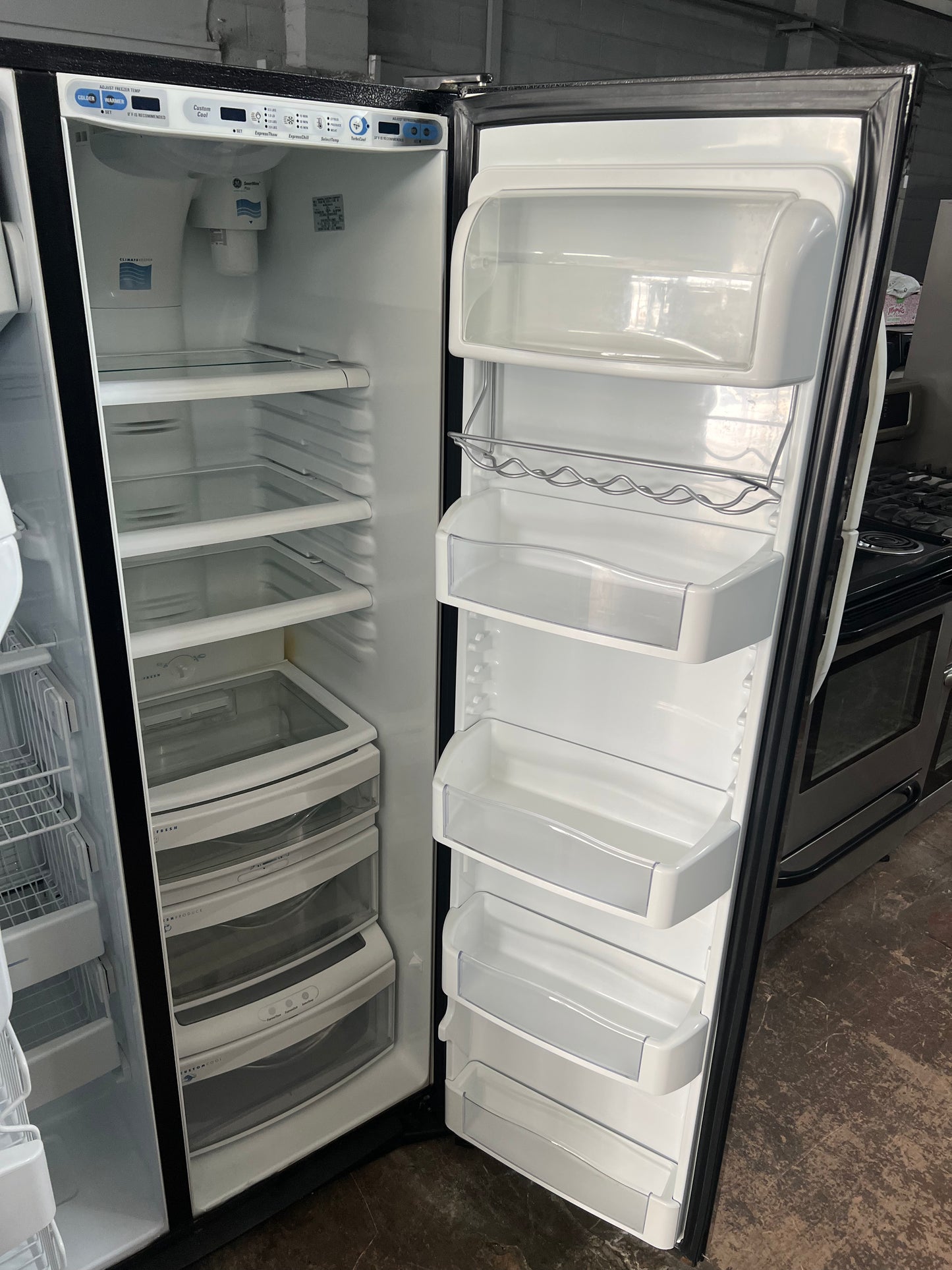 GE 36 Side By Side Counter Depth Refrigerator In Black, PCF23NGTA BB, 444323