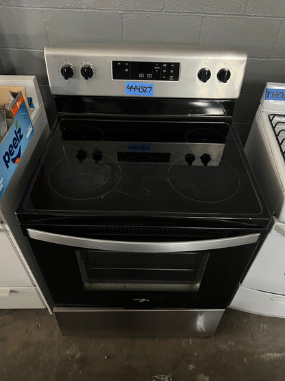 30 Whirlpool 5.3 Cu.Ft Electric Glass Top Range In Stainless Steel, WFE320M0JS4, 444327