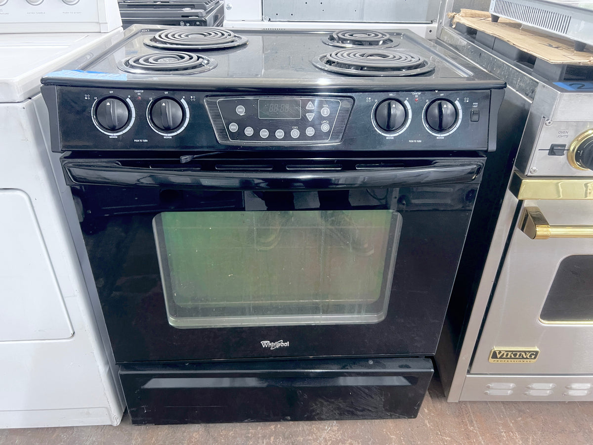 Whirlpool  30 inch Black Slide in Electric Range 4 Coil Burner Coil Elements , Self-Clean Oven,444380