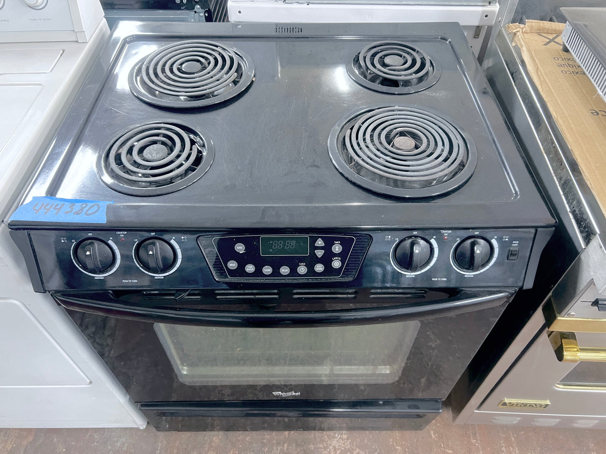 Whirlpool  30 inch Black Slide in Electric Range 4 Coil Burner Coil Elements , Self-Clean Oven,444380
