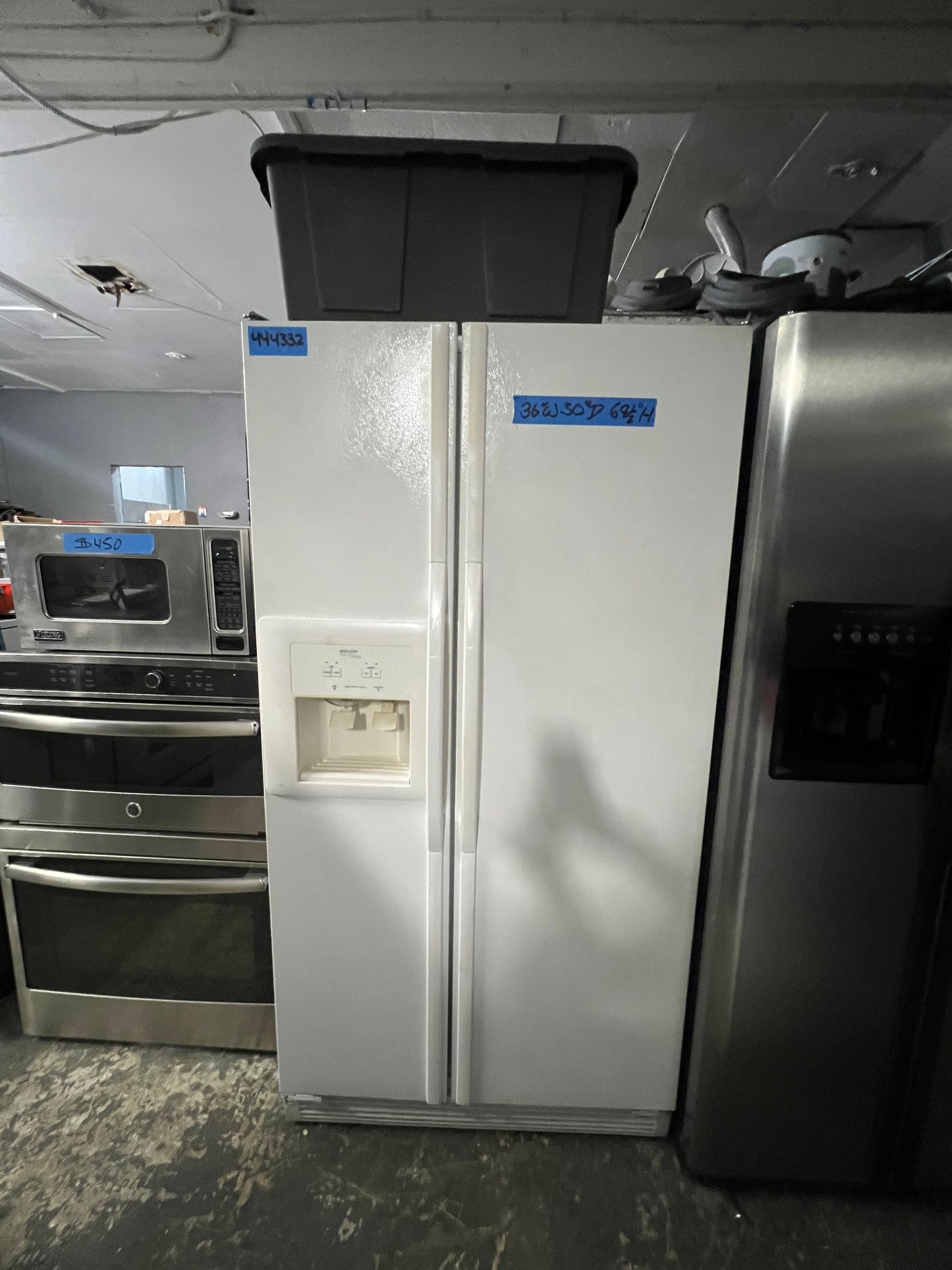 Whirlpool 36 Side By Side Full Depth Refrigerator In Off White With Ice Maker, SS25AEXHW01, 444332