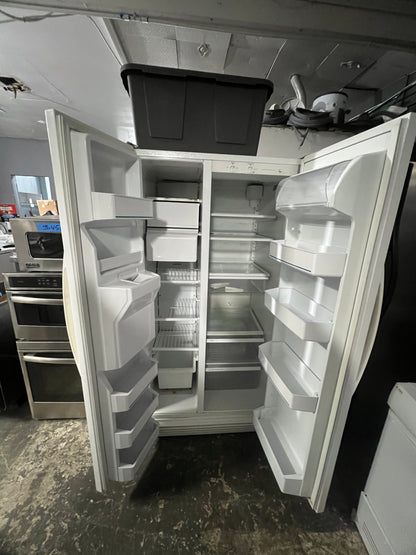 Whirlpool 36 Side By Side Full Depth Refrigerator In Off White With Ice Maker, SS25AEXHW01, 444332