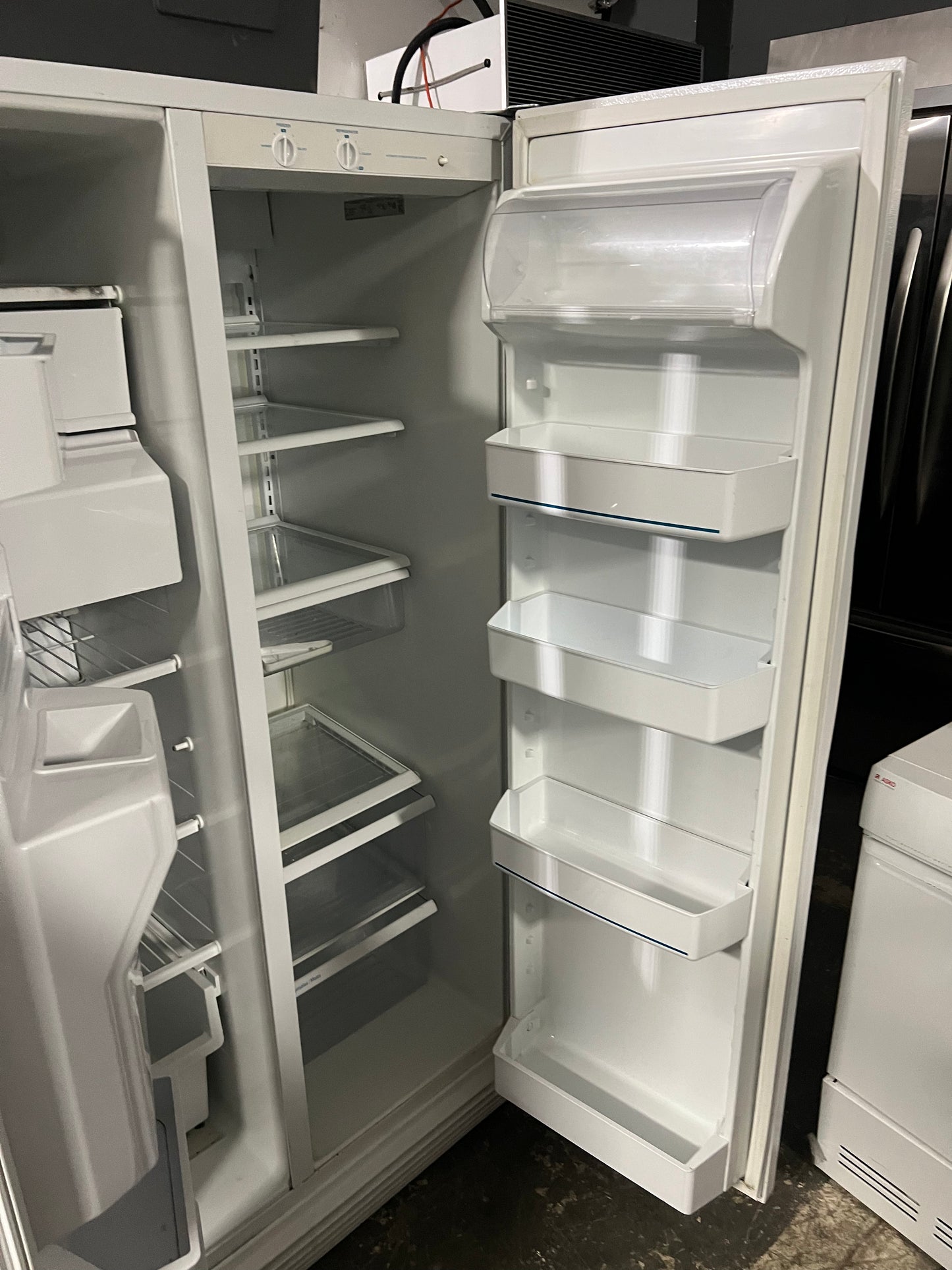 Whirlpool 36 Side By Side Full Depth Refrigerator In Off White With Ice Maker, SS25AEXHW01, 444332