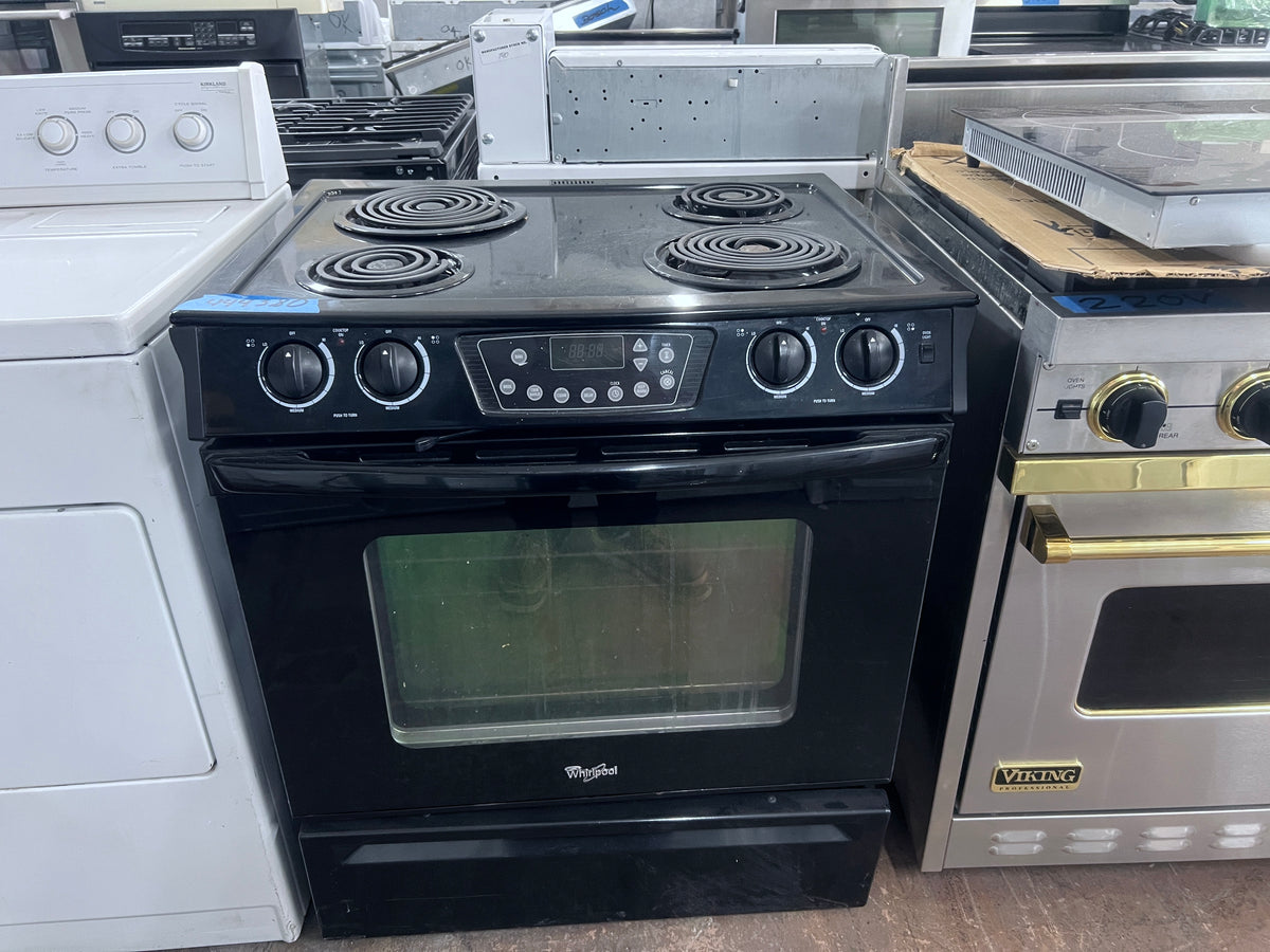 Whirlpool  30 inch Black Slide in Electric Range 4 Coil Burner Coil Elements , Self-Clean Oven,444380
