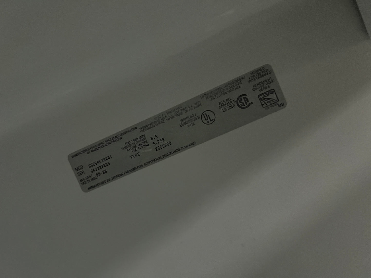 Whirlpool 36 Side By Side Full Depth Refrigerator In Off White With Ice Maker, SS25AEXHW01, 444332