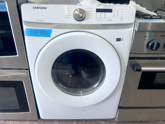 Samsung  DVE45T6000W  Front Load Electric Dryer 7.5 Cu. Ft., 10 Dryer Programs, Smart Care, Sensor Dry, Sanitize, Wrinkle Prevent, Eco Dry, ADA White New Open Box 27 Inch 444391