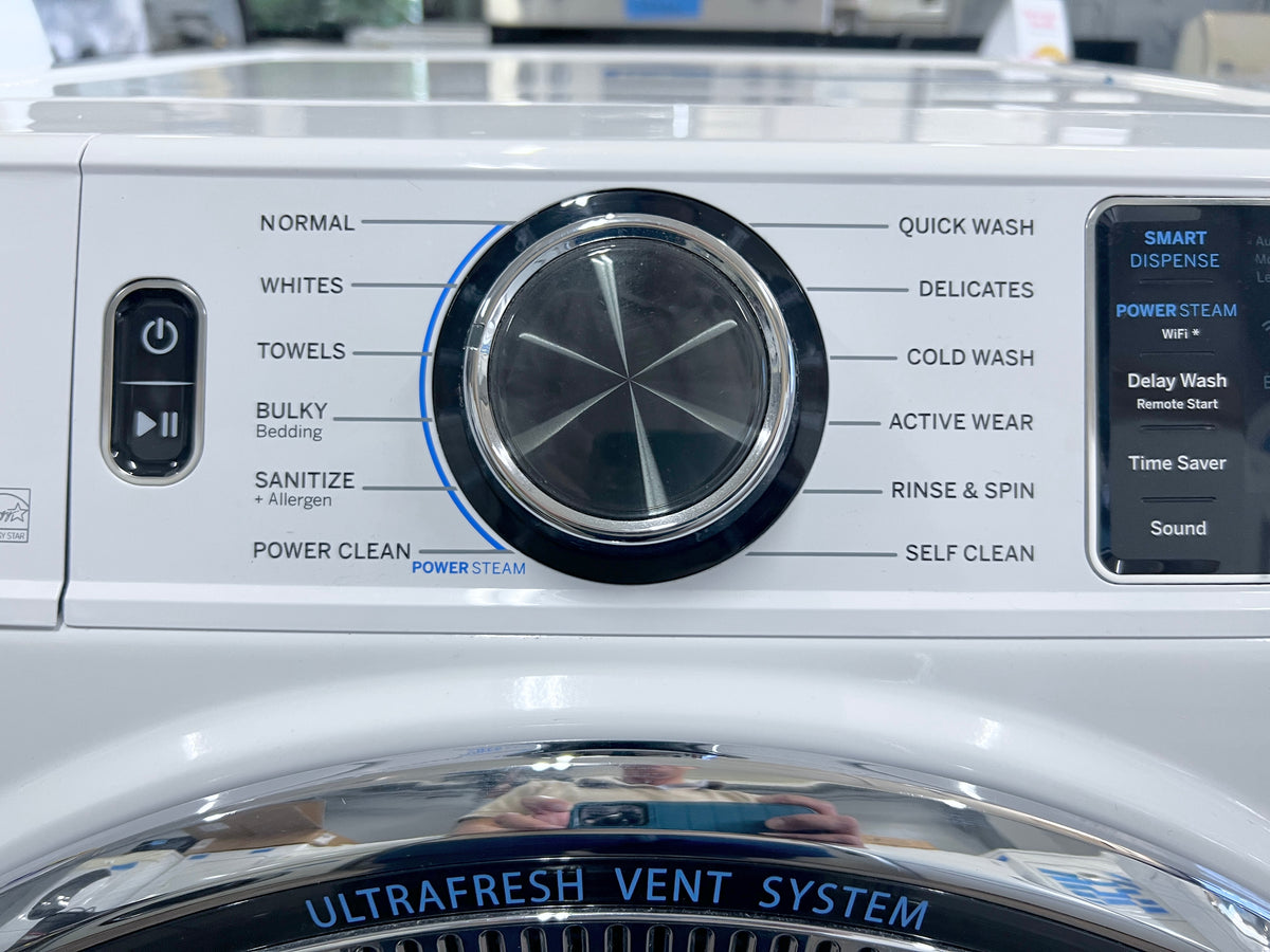 GE GFW650SSNWW 28 Inch Front Load Smart Washer 4.8 Cu. Ft., OdorBlock, Microban, SmartDispense, PowerSteam, 12 Cycles, 9 Options, Sanitize + Allergen, UltraFresh, ADA, ENERGY STAR, 373836