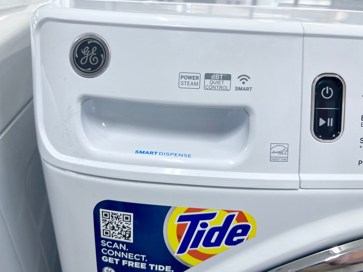 GE GFW650SSNWW 28 Inch Front Load Smart Washer 4.8 Cu. Ft., OdorBlock, Microban, SmartDispense, PowerSteam, 12 Cycles, 9 Options, Sanitize + Allergen, UltraFresh, ADA, ENERGY STAR, 373836