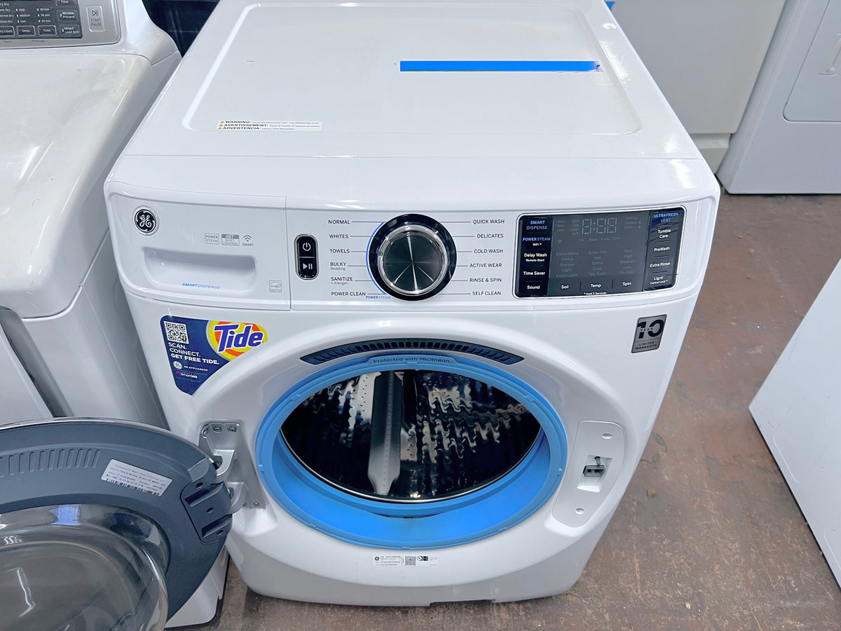 GE GFW650SSNWW 28 Inch Front Load Smart Washer 4.8 Cu. Ft., OdorBlock, Microban, SmartDispense, PowerSteam, 12 Cycles, 9 Options, Sanitize + Allergen, UltraFresh, ADA, ENERGY STAR, 373836